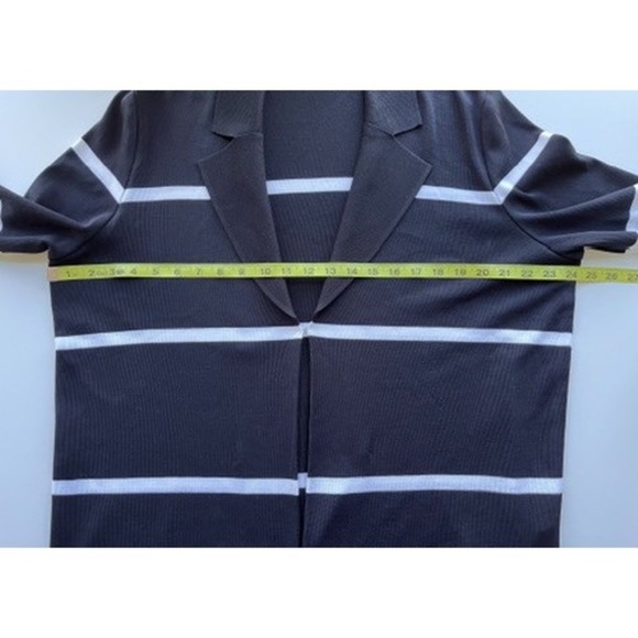 Exclusively Misook Black & White Striped Cardigan Womens XL Collar Career Work - Picture 2 of 10